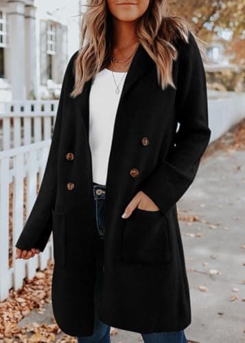 KIRUNDO Cardigan Sweaters for Women 2026 Fall Open Front Knit Sweater Jackets Business Casual Long Coatigan Winter Clothing(Black, XX-Large) - Thumbnail 5