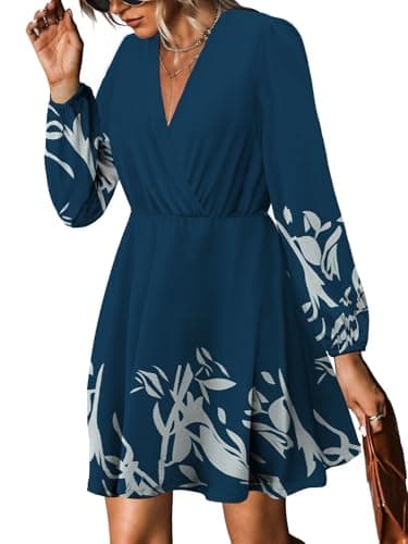 MixShe Summer Dresses for Women 2025 Wedding Guest Dress Fall Fashion Italian Outfits Elegant Classy Homecoming Clothing Plus Size Beach Vacation Clothes C Blue Floral Medium - Image 1
