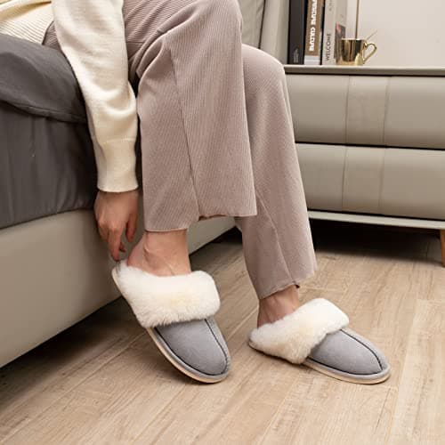 Parlovable Women's Memory Foam Slippers - Cloud-Like Comfort for Hard Floors, Ultra-Soft Machine Washable Indoor Outdoor House Shoes with Non-Slip Sole, Grey 7-8 - Thumbnail 3