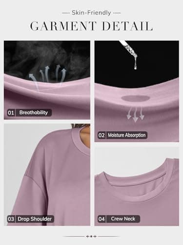 Dhigali 3 Pack Workout Oversized Tshirts for Women Crew Neck Gym Casual Basics Womens Clothing Plain Baggy T Shirts - Thumbnail 4