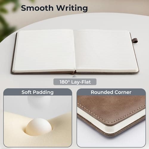 BIYUNRO Lined Journal Notebook for Women & Men, Hardcover Leather Journals for Writing, Diary, Journaling, Bible, Work & Travel, A5 (Brown) - Thumbnail 3