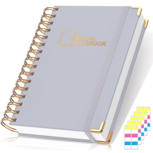 MSTONAL Lined Spiral Journal Notebook for Women Men, Medium A5 300 Pages, College Ruled Hardcover Notebooks for Work and Note Taking, Journals for Writing - Grey - Image 1