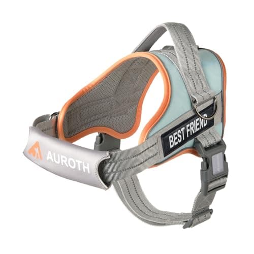 AUROTH Dog Harness No Pull Soft Padded Service Dog Vest, No Choke, Easy On Pet Vest with Handle, Adjustable Reflective Dog Harness for Small, Medium and Large Dogs, Easy Walking and Training