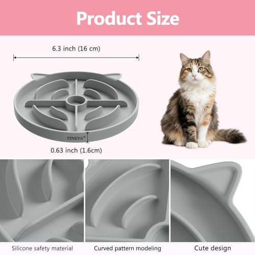 YINEYA 2 Pcs Silicone Slow Feeder Cat Bowl, Cat Slow Feeder for Food Training, Interactive Puzzle Bowls for Puppy, Kitten Dishes to Prevent Overeating, Treat Toys Suitable for Dry and Wet Food - Thumbnail 2