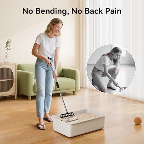 Meowant Stainless Steel Cat Litter Box, Extra Large Metal Litter Box with High Sided Oxford Fabric Cover & Extendable Scoop, Leakproof & Non-Sticky, Odor Control, No-Bend Cleaning - Thumbnail 2