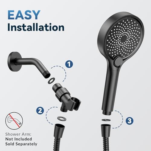 Filtered Shower Head with Handheld, High Pressure Shower Head with Filters, 3 Modes Water Softener Shower Head with Detachable Filters, Reduce Dryness on Skin and Hair, Matte Black - Thumbnail 6