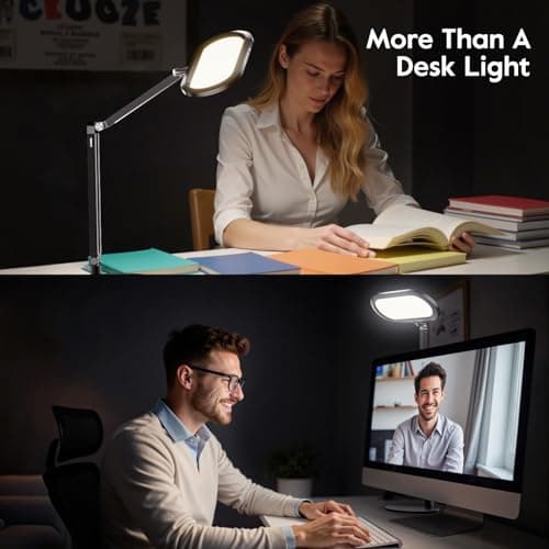 Premium LED Desk Lamp for Home Office – Eye-Caring Double Side Light with Knob Remote, Stepless Dimming & Color, Memory, Metal Table Lamp for Zoom, Studying, Video Conference, Flicker-Free, Glare-Free - Thumbnail 4