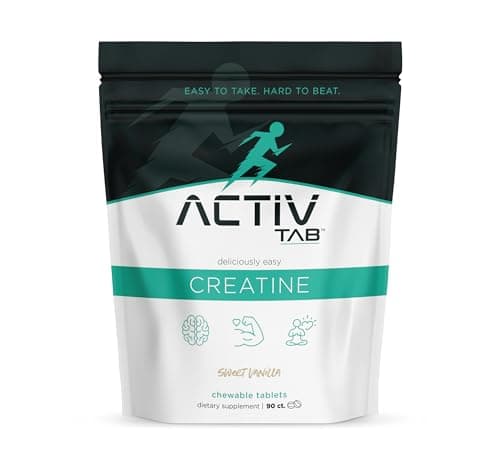 ActivTab Creatine Chewable Tablets | Sweet Vanilla Flavor | 5g Creatine Monohydrate per Serving | Fast-Absorbing Muscle Builder | Brain & Strength Support | No Sugar | 90 Tablets | Easy to Take - Image 1