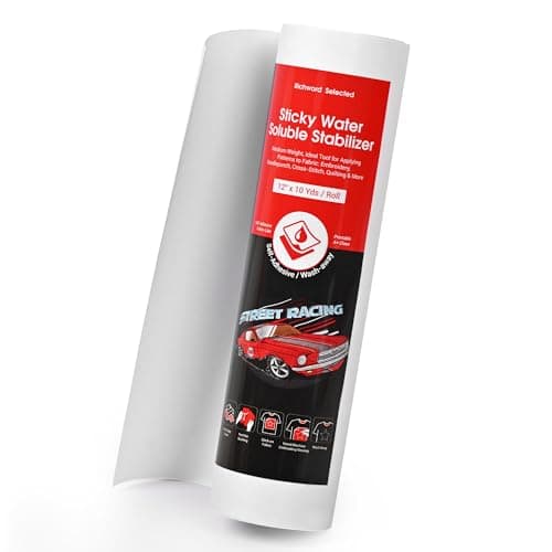 Poolin 12"x10Yard Printable Sticky Water-Soluble Embroidery Stabilizer Richword Selected Sheets 8.5" x 11" Wash Away Embroidery Paper for Hand Embroidery, Topper for Home Machine Embroidery - Image 1