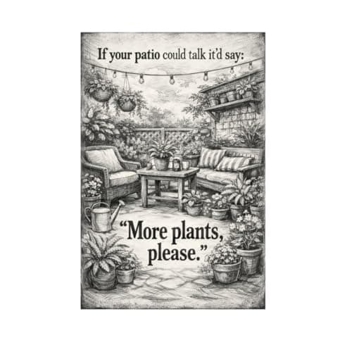 If Your Patio Could Talk It’d Say More Plants Please Vintage Garden Tin Sign Rustic Outdoor Porch Wall Decor Botanical Humor Artwork Metal Plaque for Backyard Balcony Sunroom Home Accent 8x12 Inch - Image 1