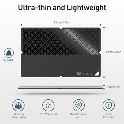 BFADEHA 2026 [Apple MFi Certified] (iOS Only) Bluetooth Tracker Smart Card for Apple Find My iPhone Wallet GPS Tracker, 5-10 Years Staying Power, Keys Finder and Item Locator for Keys, Bags, Passport - Thumbnail 5