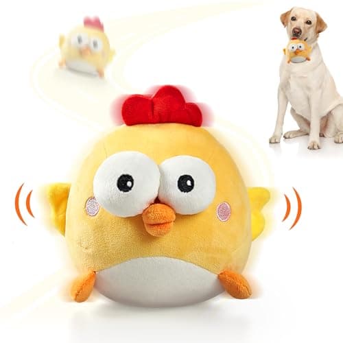 VOXGET Interactive Dog Toy Ball, Upgrade Automatic 1.5H Jump Plush Toy with Removable Zipper for Small Large Dogs, Rechargeable Squeaky Move Bounce Ball for Pets Keep Busy, No Loud Music (Chicken) - Image 1