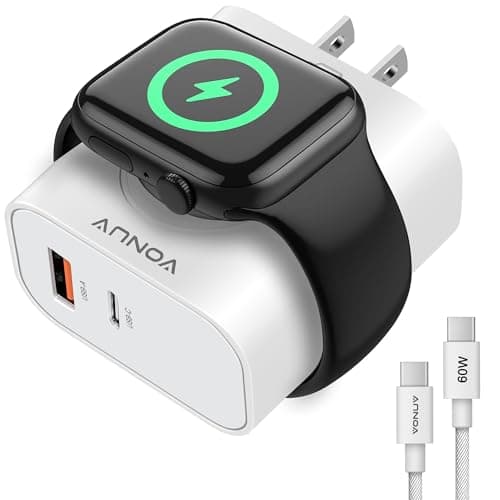 3-in-1 Adapter for Apple Watch, 20W USB C Fast Charging Block with Dual Ports & Magnetic Wireless Adapter, Portable Travel Wall Plug for iWatch Ultra/SE/10/9/8/7/6, iPhone 16/15/14/13, AirPods - Image 1