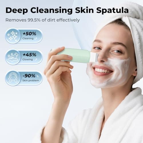 Blackhead Remover Tool Face Scrubber: PETYDOOT Double-Headed Face Spatula Skin Scrubber, Nose Pore Cleaner Blackhead Remover for Facial Deep Cleansing Skin Care Tool for Men & Women (Green) - Thumbnail 2