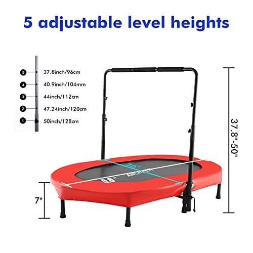 ANCHEER Trampoline for Kids, 56" Double Toddler Trampoline with Adjustable Handlebar, 220LBS Weight Capacity - Indoor/Outdoor Foldable Jumper for 2+ Users (ASTM Certified) - Thumbnail 3