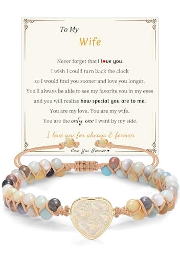 Sistble Mothers Day Gifts for Wife, Wife Birthday Gift Ideas Jasper Love Bracelet Romantic Anniversary Christmas Gift for Women To My Bracelet form Husband Beaded Jewelry Gifts for Her - Image 1