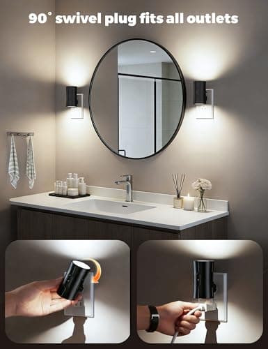 fesnne Night Light, 2-Pack Dimmable Plug-in Night Light with Auto On/Off & 90°Rotatable Plug, 0-100LM Adjustable Brightness,1W Ultra Low Energy for Bedroom, Hallway, Bathroom, Kids Room, White - Thumbnail 4