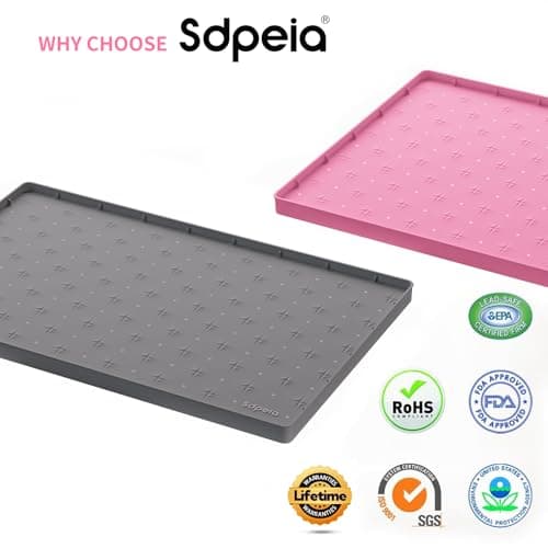 Sdpeia Under Sink Mat 19"×19" Waterproof Silicone Cabinet Liner & Sink Protector for Kitchen & Bathroom, Multi-Purpose Organizers Tray for Pets, Laundry, Cat Litter Mat,Gray - Thumbnail 2