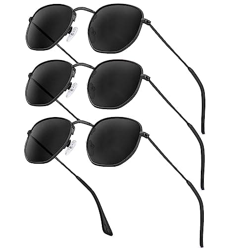 KALIYADI Hexagon Sunglasses For Women Men Polarized Square Sunglasses For Womens Sun Glasses UV Protection Metal Frame (3 Packs) - Image 1