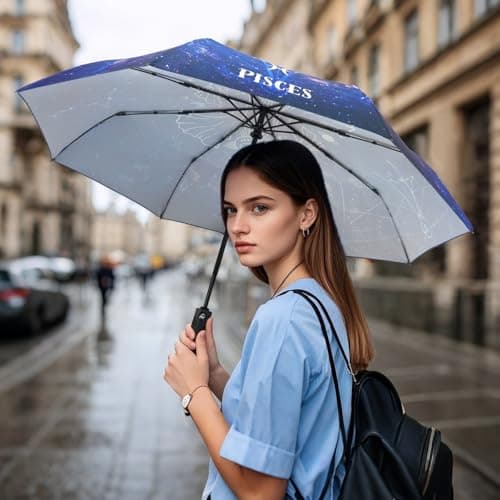Natuquebrela Portable Travel Umbrella Constellations - Compact Automatic Large Wind Resistant Rain Umbrellas Strong Packable Umbrella for Women - Thumbnail 6