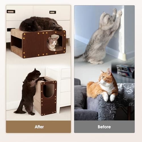 EHEYCIGA Cardboard Cat Scratcher House, 23-Inch Corrugated Cat Scratcher for Indoor Cats, Extra Large Scratching Board Pad, Dark Brown - Thumbnail 3