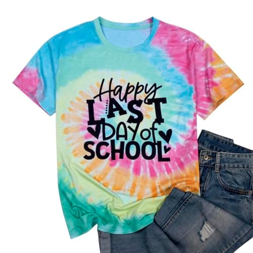 Last Day of School Teacher Shirt Funny Teacher Tshirts Teachers Day Tees Teacher Life Casual Tops Multicoloured - Thumbnail 4