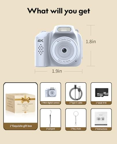 FLATIC Mini Keychain Camera –4K Mini Camera with 32GB Card & Elegant Gift Box, Mini Retro Camera for Kids & Adults, Collectible Vintage Camera Gift for Travel Camp Snap - Thumbnail 6