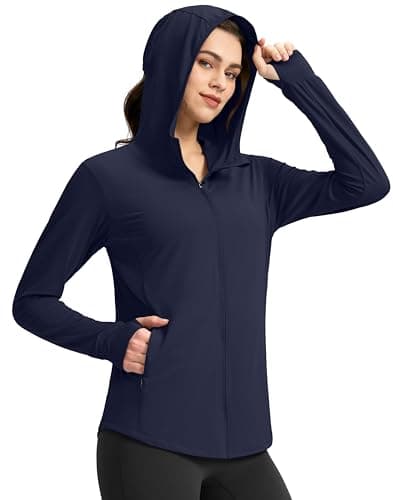 G Gradual Women's UPF 50+ Sun Protection Hoodie Jacket with Ponytail Hole and 4 Pockets Lightweight Long Sleeve Shirts for Hiking(Deep Blue,3XL) - Image 1