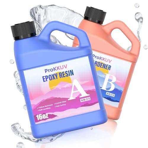 ProKKUV Epoxy Resin Kit, 32OZ Crystal Clear Resin Epoxy, Bubble Free, No Yellowing, UV Resistant, Food Safe, Easy Mix 1:1 for DIY Crafts Resin Jewelry Making(16OZ x 2) - Image 1