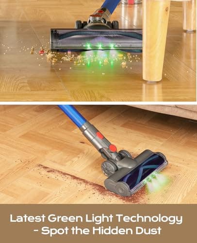 SVHT Cordless Vacuum Cleaner, 450W 40KPA Vacuum Cleaners for Home, 45Mins Lightweight Stick Vacuum with Advanced Green Light Tech, Rechargeable Battery Vacuum for Carpet,Pet Hair,Hardwood Floor - Thumbnail 4