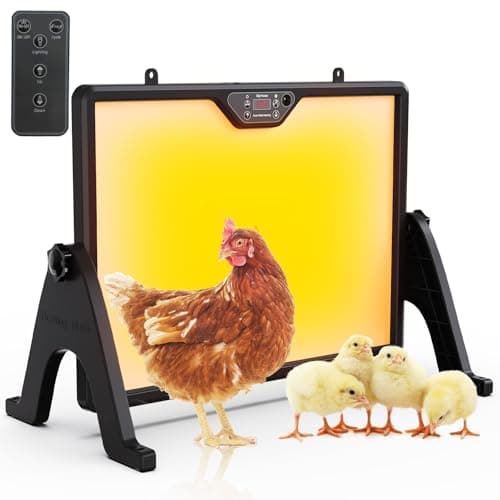 Gyrivav Brooder Plate for Chicks with Remote Control, Double-Sided Chick Heat Plate, Night Light, 4 Timer Modes, LED Light, Adjustable Angle & Temp Display, 180W for Chicks/Ducks/Cats/Dogs (Black) - Image 1