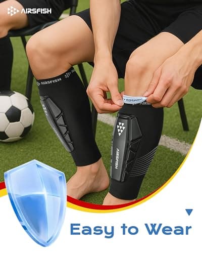 AirsFish Soccer Shin Guards Kids Youth, Ski Shin Protector for Boys Girls Men Women, Ski Shin Pads Defender, Lightweight Calf Protective Gear, Breathable Canilleras de Futbol para Niños - Thumbnail 2