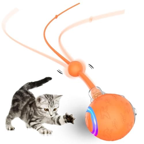 Interactive Cat Toys Ball for Indoor Cats Fast Rolling on Carpet, Chirping & Motion Activate Cat Toys, 3 Modes, Fast/Normal/Slow, ON/Off Sound - Image 1