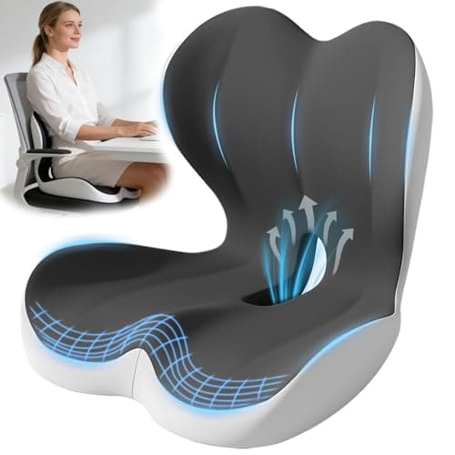 PUNMEYCOOL Lumbar Support Seat Cushion, Memory Foam Ergonomic Cushion for Sciatica, Hip & Tailbone Pain Relief – Office Chair, Car Seat, Gaming Chair for Long Hours Sitting & Drivers - Image 1