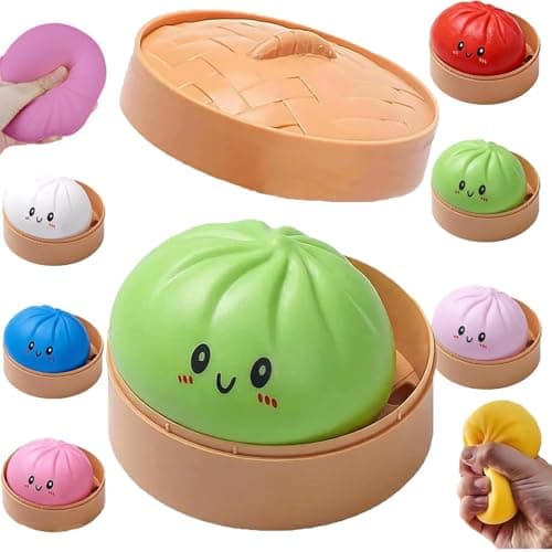 Mystery Dumpling Squishy, 4 Inch Jumbo Dumpling Stress Ball, Squishy Bun, Anxiety Relief Fidget, Soft Squeeze Decompression Dough for Adults Classroom Prizes & Party Favors (Pink) - Thumbnail 2