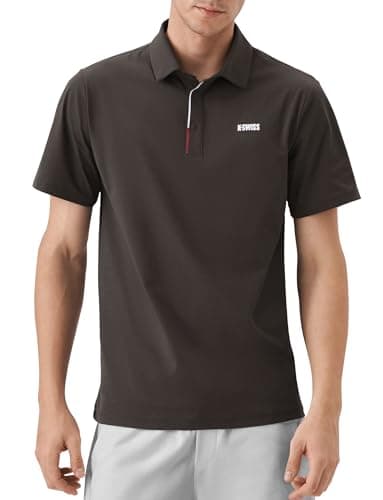 K-Swiss Men's Heritage Suit Collar Polo, Golf Polo Shirts for Men, Casual Short Sleeve Dress Shirt for Work Business, Brown L - Image 1