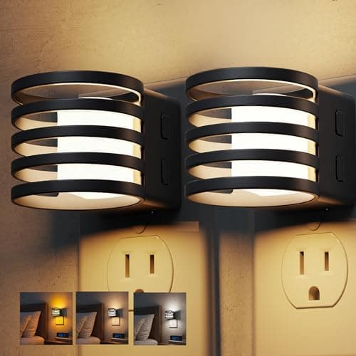 L LOHAS LED Night Light, 2 Pack 3CCT Night Lights Plug into Wall, Amber/3000K/5000K Adjustable Color Temperature Night-Lights, Dimmable Nightlight with Dusk to Dawn Sensor for Bedroom Hallway Bathroom - Image 1