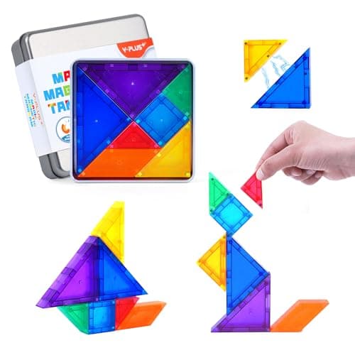 YPLUS Mini Magnetic Tiles Travel Magnetic Blocks Building Toys, 700 Shapes 3D Magnet Tangrams Puzzle, Toddlers Montessori Road Trip Toys STEM Educational Activity for Kids 4-8, 8-12 - Image 1