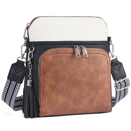Roulens Crossbody Purse for Women Vegan Leather Medium Crossbody Wallet Bag for Travel Women Shoulder Handbags with Tassel - Image 1