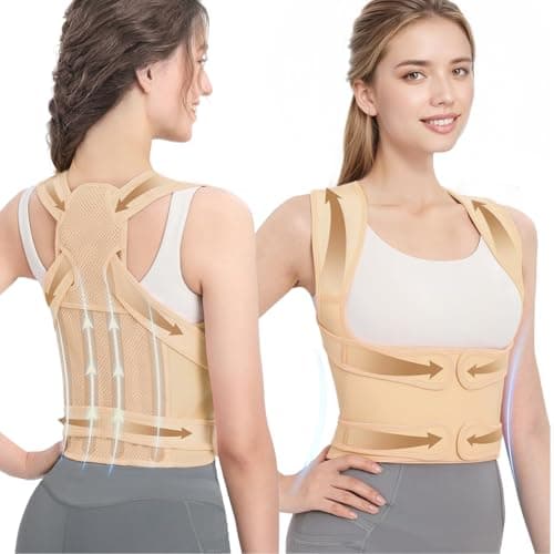 EPICGALA Posture Corrector for Women & Men – Adjustable Back Brace with Full Back Support, Shoulder Straightener for Spine Alignment, Scoliosis, Hunchback & Back Pain Relief (Beige,Small) - Image 1
