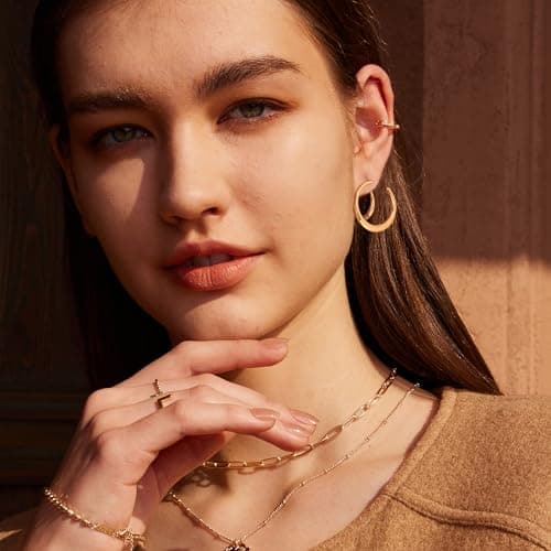 VALLOEY ROVER Stud Earrings for Women 14K Gold Plated Crescent Moon Earrings Stud 925 Sterling Silver Post Everyday Jewelry Gift for Women - Thumbnail 3