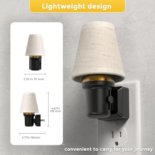 L LOHAS LED Night Lights Plug into Wall, 2 Pack Linen Fabric Round Platform Decor Night Light, Dusk to Dawn Sensor Vintage Nightlight, Amber Warm 0-100LM Dimmable, for Bedroom Living Room Hallway - Thumbnail 4