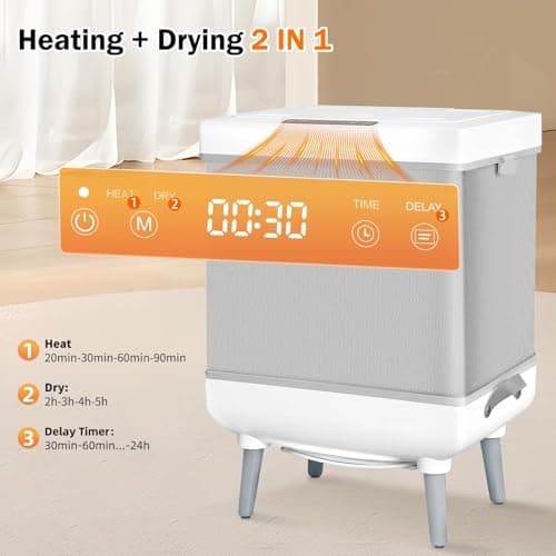 Towel Warmers for Bathroom, Foldable Hot Towel Warmer Bucket, Heat & Dry 2-in-1, Large Capacity(35L), Fits Up to 3 Oversized Towels(45"x70"), Bathrobes, Blankets, Portable Handle, Ideal for Home & Spa - Thumbnail 3