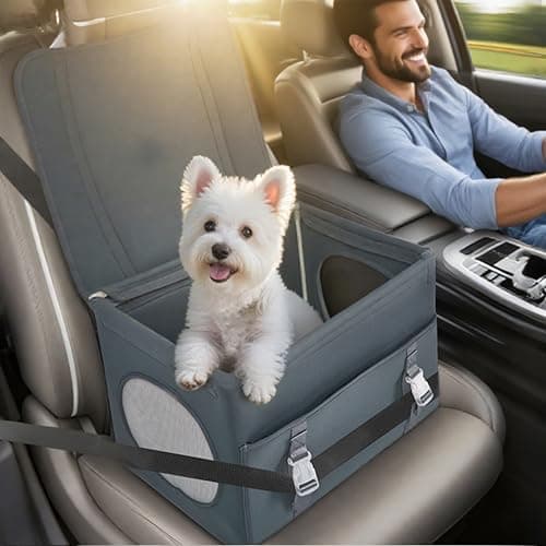 Dog Booster Car Seat with Washable Removable Cover for Small Dogs up to 13 lbs,Fits Car Truck SUV.(Dark Grey) - Image 1