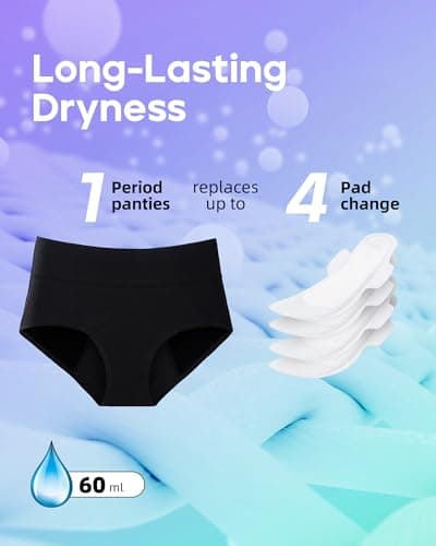 Dtuomo Period Underwear for Women Heavy Flow, Absorbency LeakProof Postpartum Underwear Period Panties Women Menstrual Briefs - Thumbnail 3