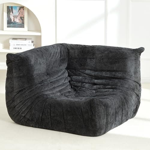 Homguava Bean Bag Chair, Giant Beanbag Chairs for Adults, Memory Foam Fireside Chair, Large Lazy Floor Sofa, Corner Chair with High-Rebound Foam, Lounge Chair for Living Room, Bedroom (Grey, Corner) - Image 1