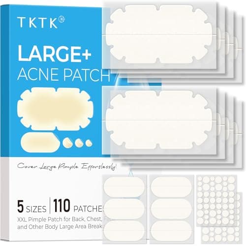 XXL Pimple Patches for Body, Large Acne Patches, 5 Sizes Big Hydrocolloid Bandages for Back, Chest, Shoulders Zit Breakouts, Blemish Stickers for Face (Oval, Dot 110 Count) - Image 1