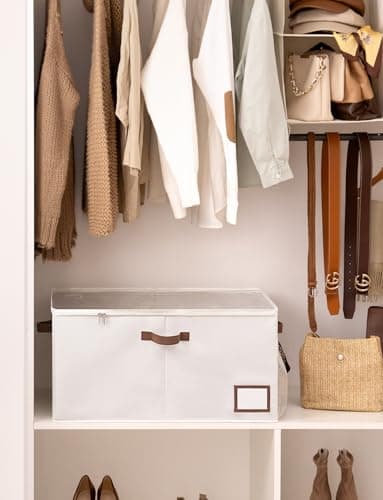 StorageWorks Shoe Organizer for Closet, Shoe Storage with Side Mesh Pocket, Shoe Cubby With Clear Cover, Storage Shoe Containers for Sneakers and Sandals, Fits up to 20 Pairs, Beige - Thumbnail 4