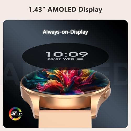 Blackview Smart Watch for Women(Make/Answer Calls), 1.43''AMOLED Touchscreen Fitness Tracker with 100+ Sports Modes, Heart Rate/SpO2/Sleep Monitor/2 Straps, Smartwatch for iPhone & Android - Thumbnail 2