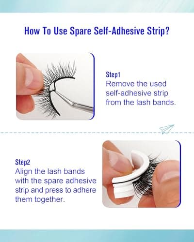 Waterproof Self Adhesive Eyelashes, Manga Look 8-14mm, 5 Pairs Natural Look Stick on False Eyelashes, Pre Glued Lashes, No Glue Needed, Wispy Glueless Lashes Reusable by Obeyalash (6D30) - Thumbnail 4